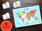 Fun World Map with Country Names &  6 Knowledge cards | 16 X 24 Inches