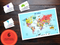 Fun World Map with Country Names &  6 Knowledge cards | 24X23 Inch