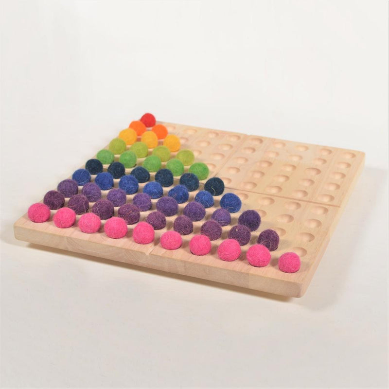 Hundred board with Wool Balls - hundred frame - 100 board - counting board - Montessori toy - math manipulative