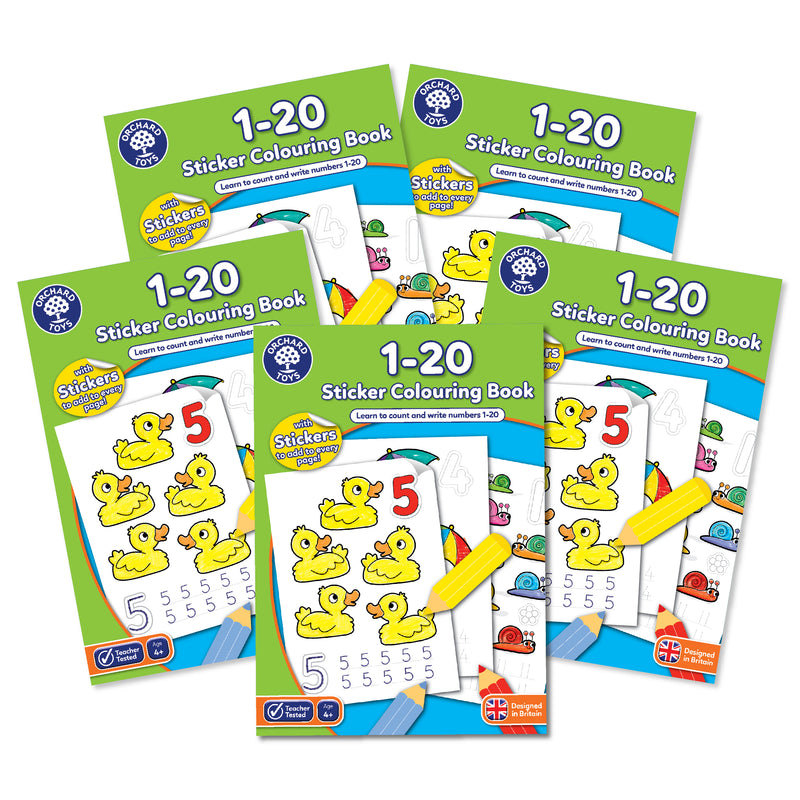 1-20 Sticker Colouring Books (5 pack)