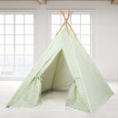 Teepee Tent - Green Base white dot