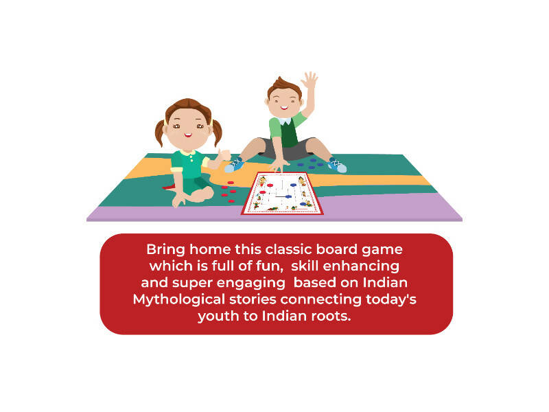 Bal Ganesha Nine Men Morris/ Navakankari, Classic Strategy Board Game with Canvas Fabric Board, Based on Indian Mythological Story