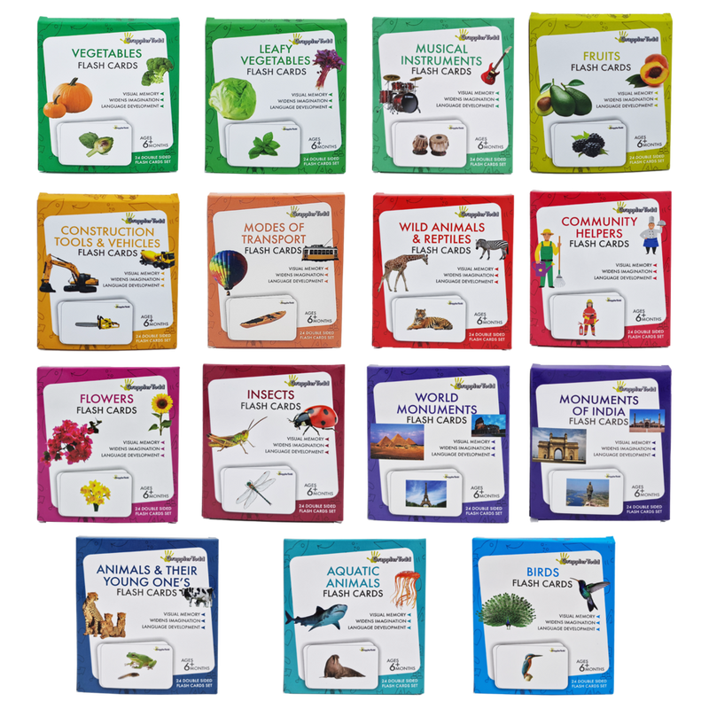 Flash Cards Pack of 15 | GrapplerTodd Flash Cards for Kids Early Learning Flash Cards Easy & Fun Way of Learning 6 Months to 6 Years Babies