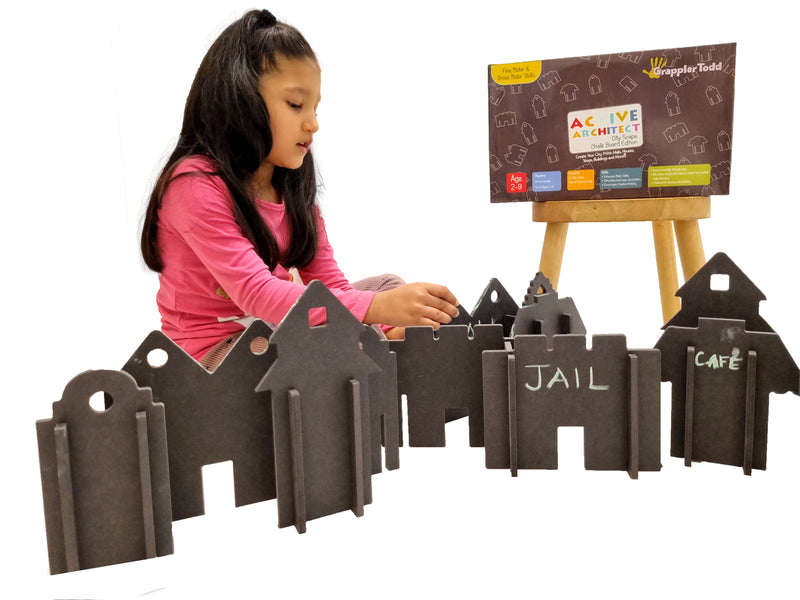 GrapplerTodd Active Architect CityScape - Independent Play Toys | DIY Chalkboard City Building Toy for Kids  (2 to 9 years)