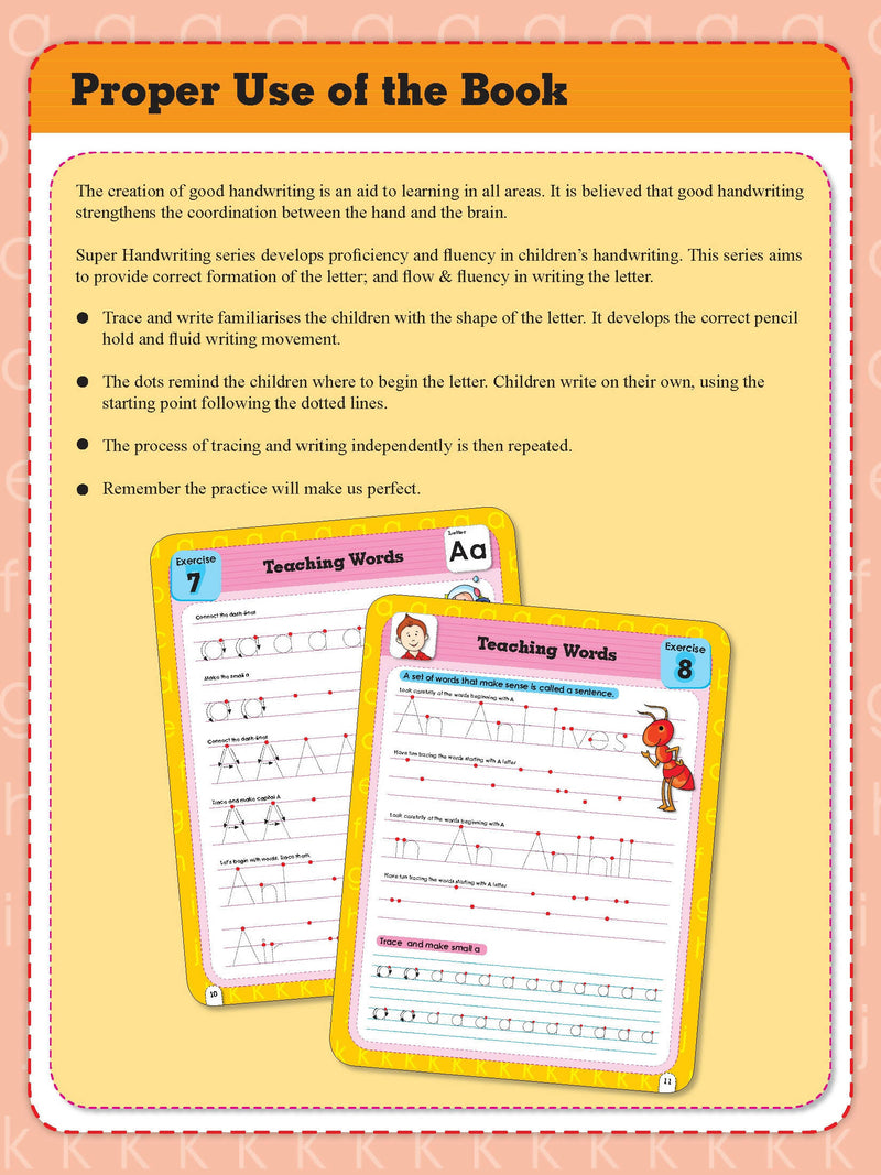Super Hand Writing Book Part - B : Early Learning Children Book By Dreamland Publications