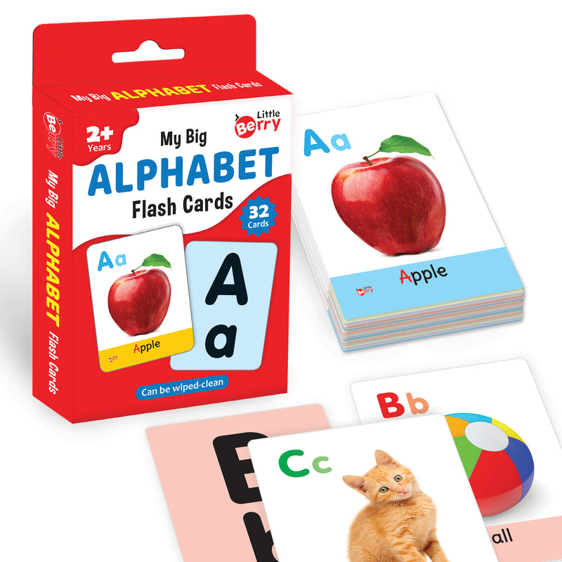 Little Berry Big ALPHABET Flash Cards for Kids (32 Cards) | Fun Learning Toy for 2-6 years