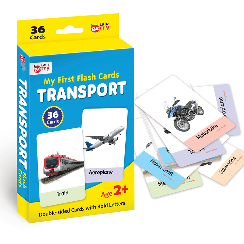 Little Berry My First Transport Flash Cards for Kids (36 cards) - Fun Learning Game