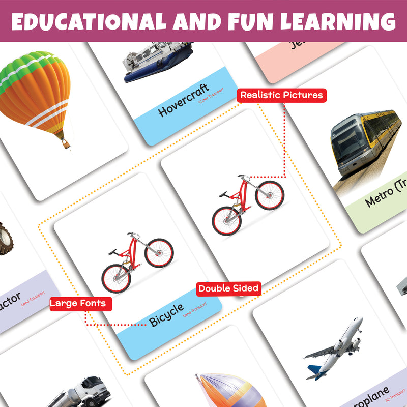 Little Berry My First Transport Flash Cards for Kids (36 cards) - Fun Learning Game