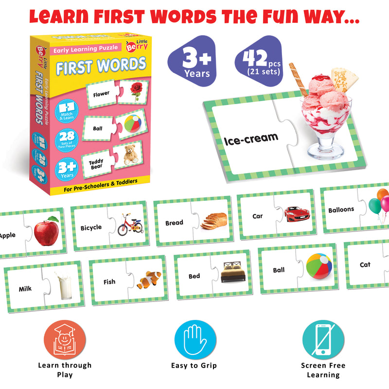 Little Berry Frist Words Early Learning Puzzle Game for Kids 2+ Year - Learning Toy (42 Pcs)