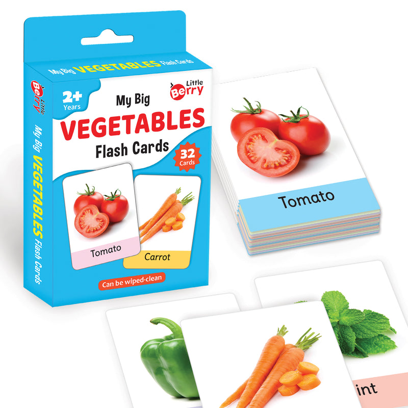 Little Berry VEGETABLES Flash Cards for Kids (32 Cards) | Fun Learning Toy for 2-6 years