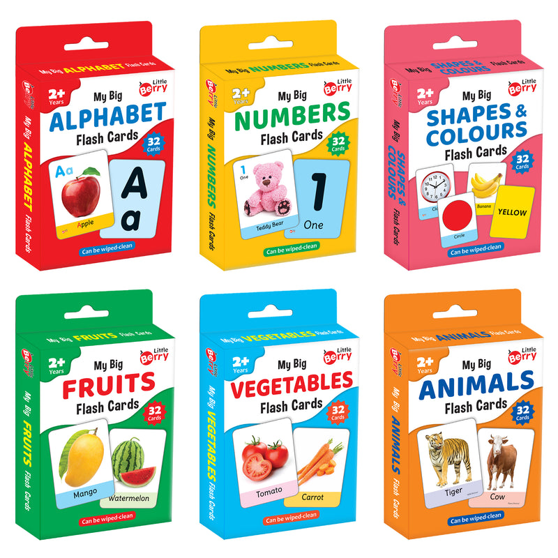 Little Berry Big Flash Cards (Set of 6): ABC, Number, Shape, Colour, Fruit, Vegetable, Animal