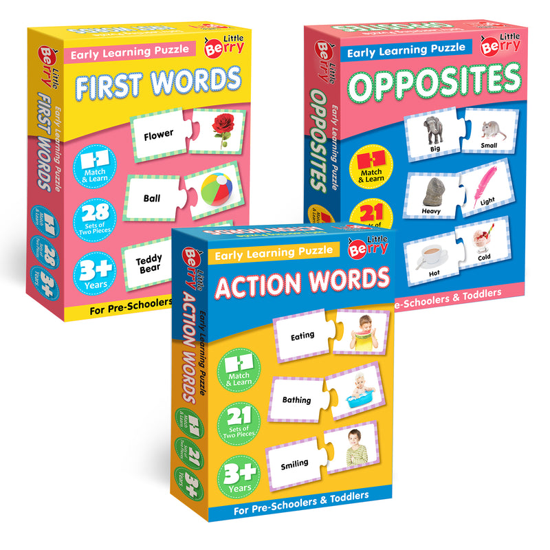 Little Berry Opposites, First Words and Action Words Early Learning Puzzles for Kids