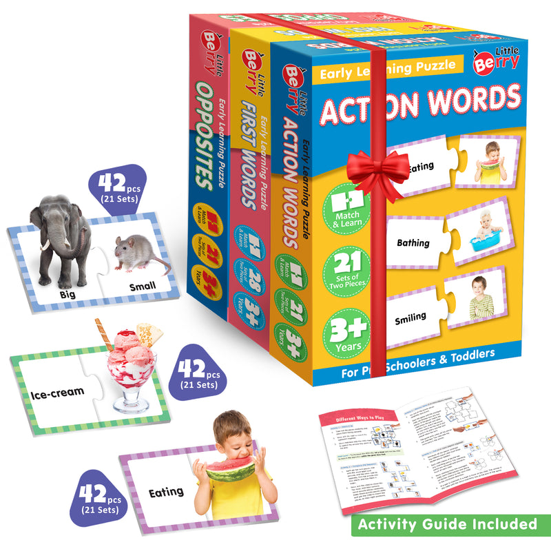 Little Berry Opposites, First Words and Action Words Early Learning Puzzles for Kids