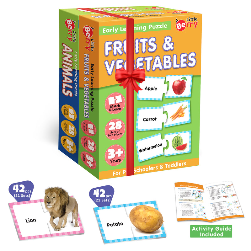 Little Berry Fruits, Vegetables and Animals Early Learning Puzzles for Kids - Educational Toy