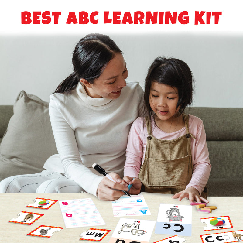 Little Berry Alphabet Learning Puzzle (52 Pcs) & Flash Cards for Kids (32 Write & Wipe Cards)