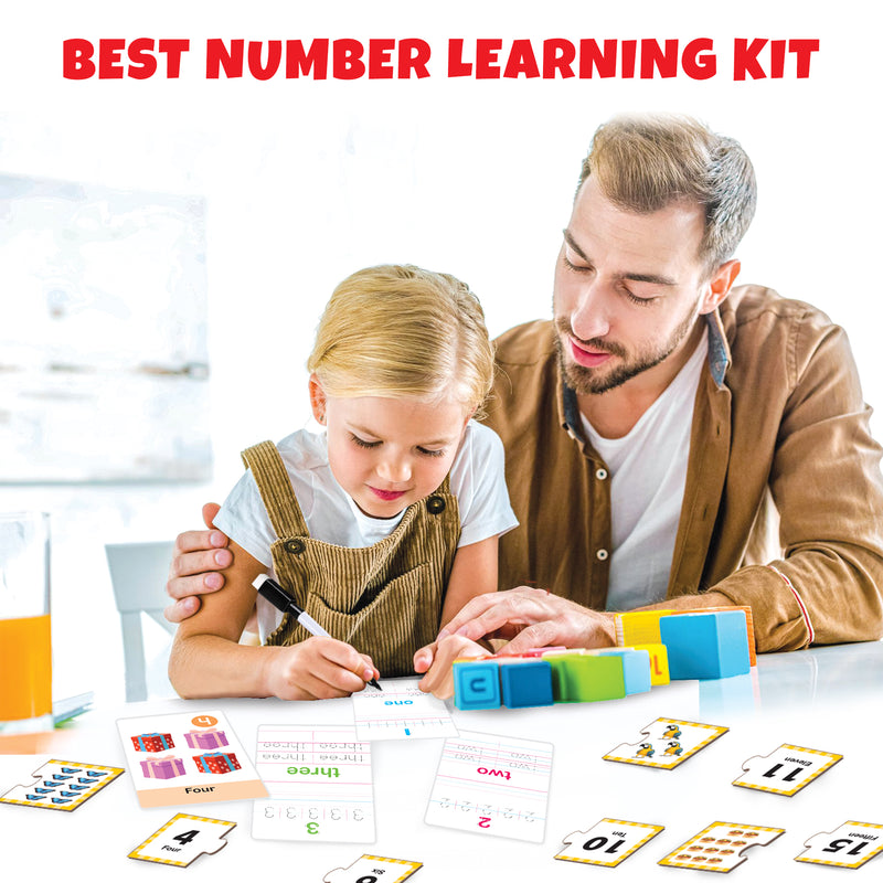 Little Berry Numbers Learning Puzzle (42 Pcs) & Flash Cards for Kids (32 Write & Wipe Cards)