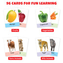 Little Berry Big Flash Cards for Kids (Set of 3): Fruits, Vegetables and Animals - 96 Cards