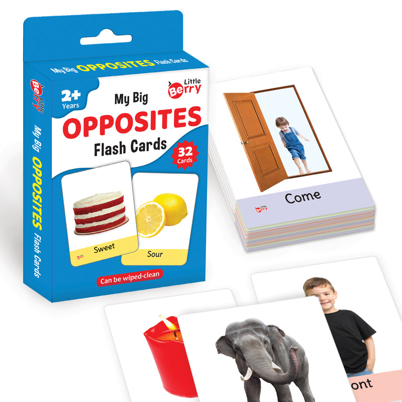 Little Berry OPPOSITES Flash Cards for Kids (32 Cards) | Fun Learning Toy for 2-6 years
