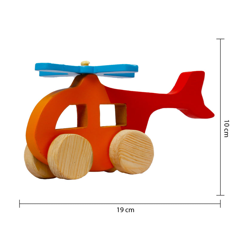 Helicopter Wooden Toy With Wheels