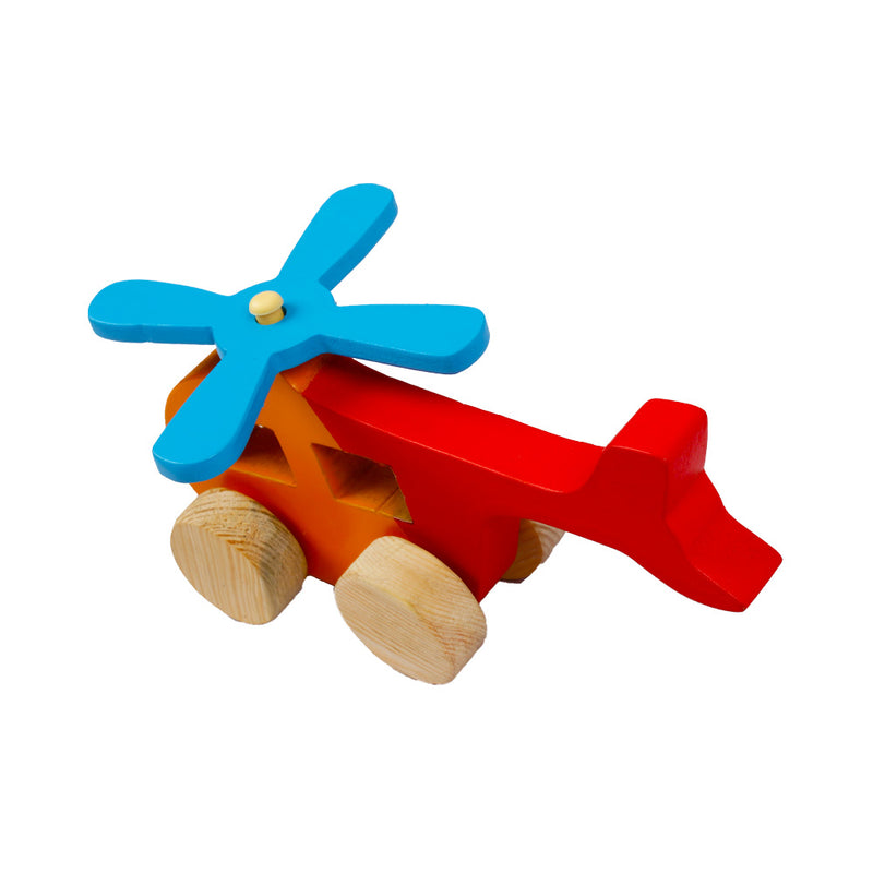 Helicopter Wooden Toy With Wheels