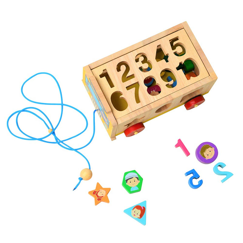 Little Jamun School Bus Shape Sorter & Pull Along Toy