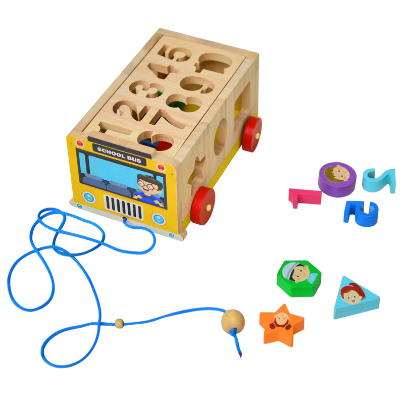 Little Jamun School Bus Shape Sorter & Pull Along Toy