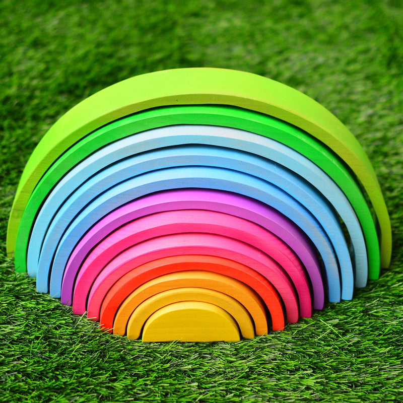 Little Jamun Rainbow Stacker & Semi Circles - Set Of 12 (Beech Wood)