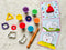 6 bright colored clay dough in tubs, metal car & butterfly shaped dough cutter,kids dough kneader & acitivity cards