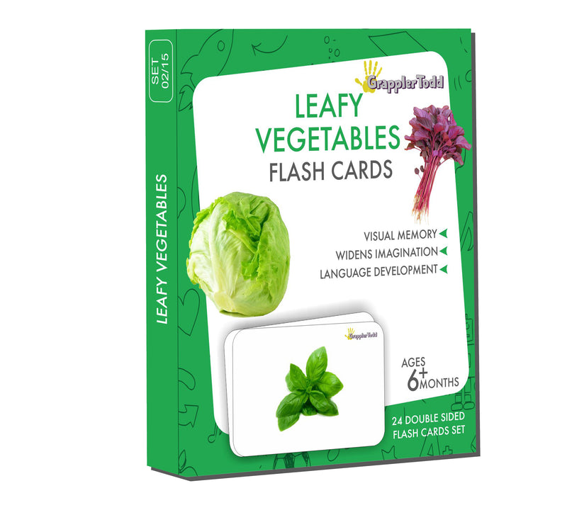 Leafy Vegetables Flash Cards |GrapplerTodd Flashcards for Kids Early Learning Flash Cards Easy and Fun Way of Learning 6 Months to 6 Years Babies