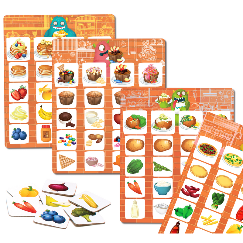 Lettuce Play- Picture Food Bingo, Matching and Memory Preschooler Game