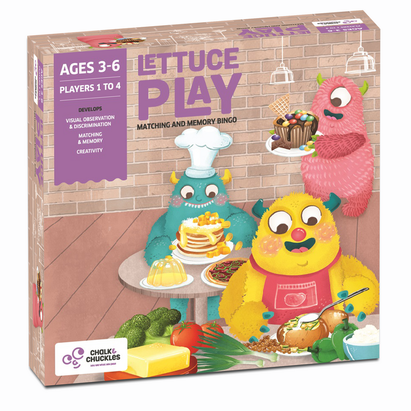 Lettuce Play- Picture Food Bingo, Matching and Memory Preschooler Game