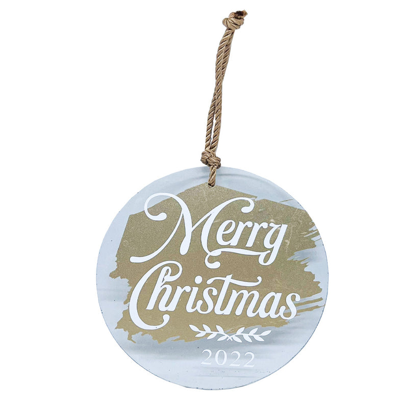 MERRY CHRISTMAS 2022 PERSONALISED ORNAMENT - CLEAR ACRYLIC  (Personalization Available )