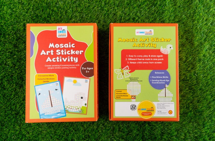 Mosaic Art Sticker Reusable Activity Set - 8 creative mats with square sticker sheets