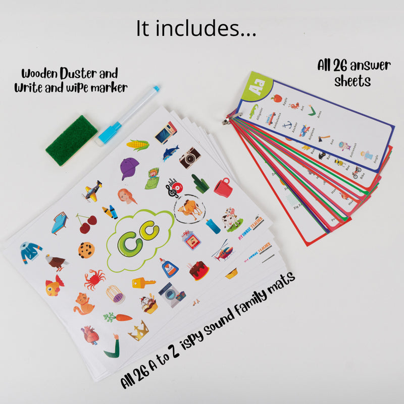 Alphabet Sounds A to Z 26 Reusable  I-spy Mats set