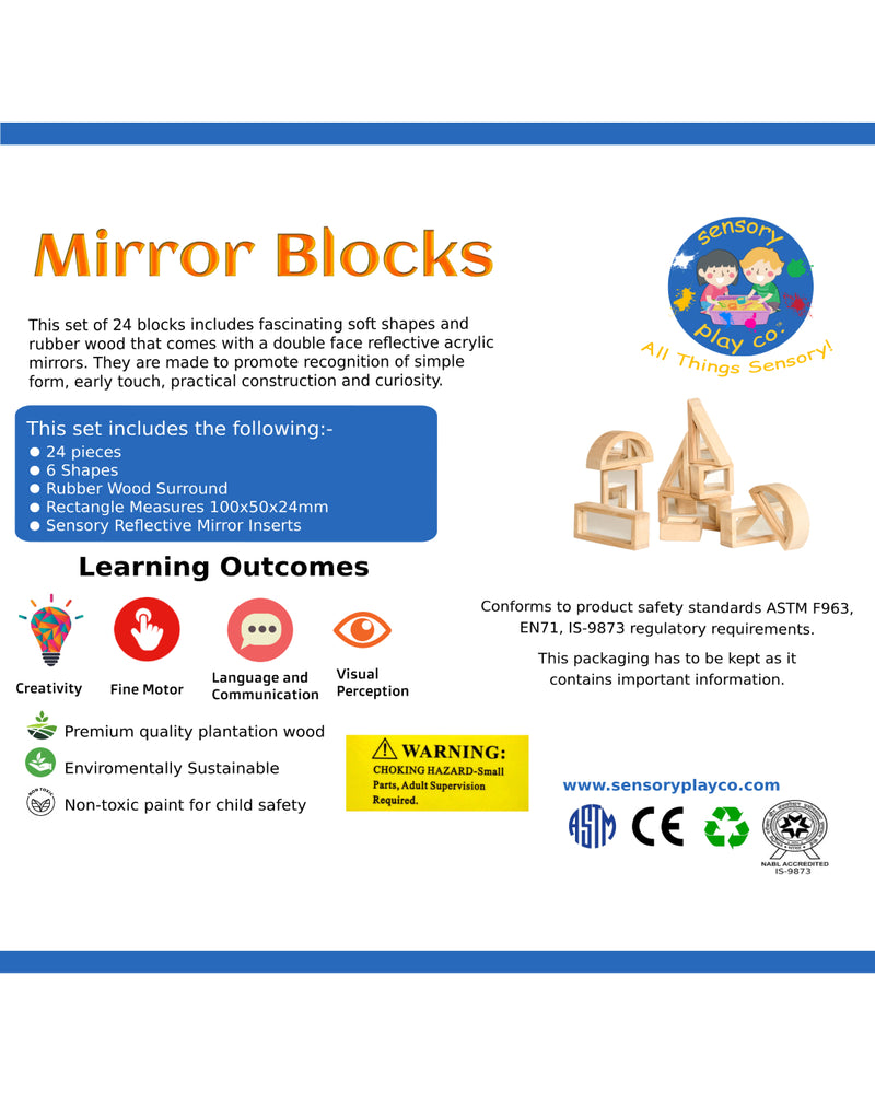 Mirror Blocks (24 pcs) | Wooden Reflective Mirror Blocks