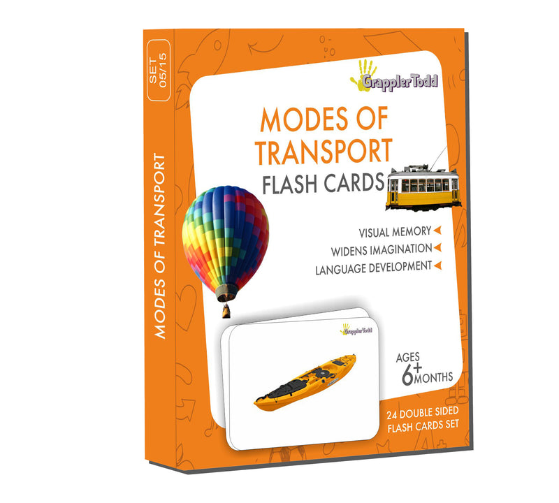 Modes Of Transport Flash Cards |GrapplerTodd Flashcards for Kids Early Learning Flash Cards Easy and Fun Way of Learning 6 Months to 6 Years Babies