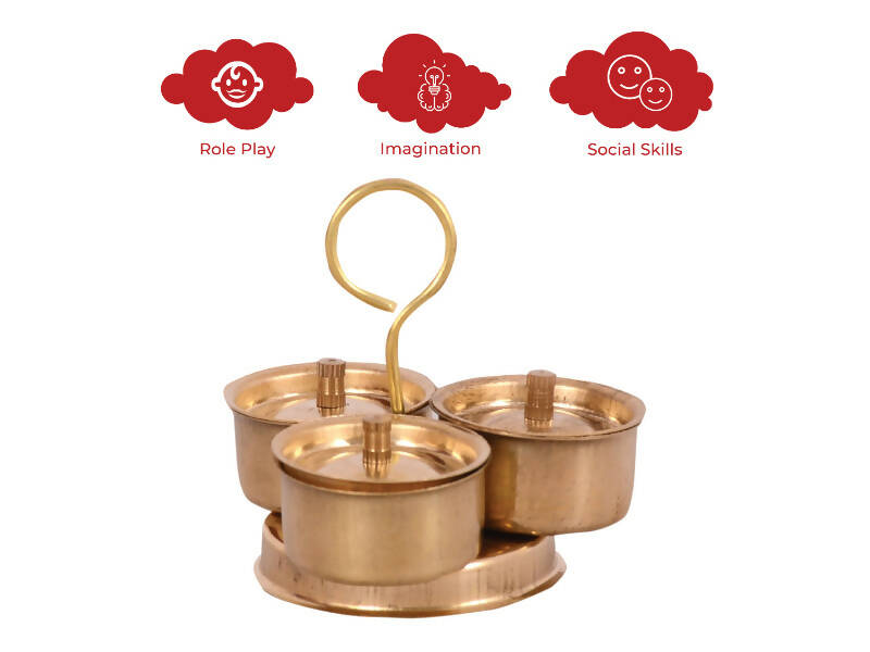 Desi Toys Brass Miniature Pretend Playset Trimukh, Collectible