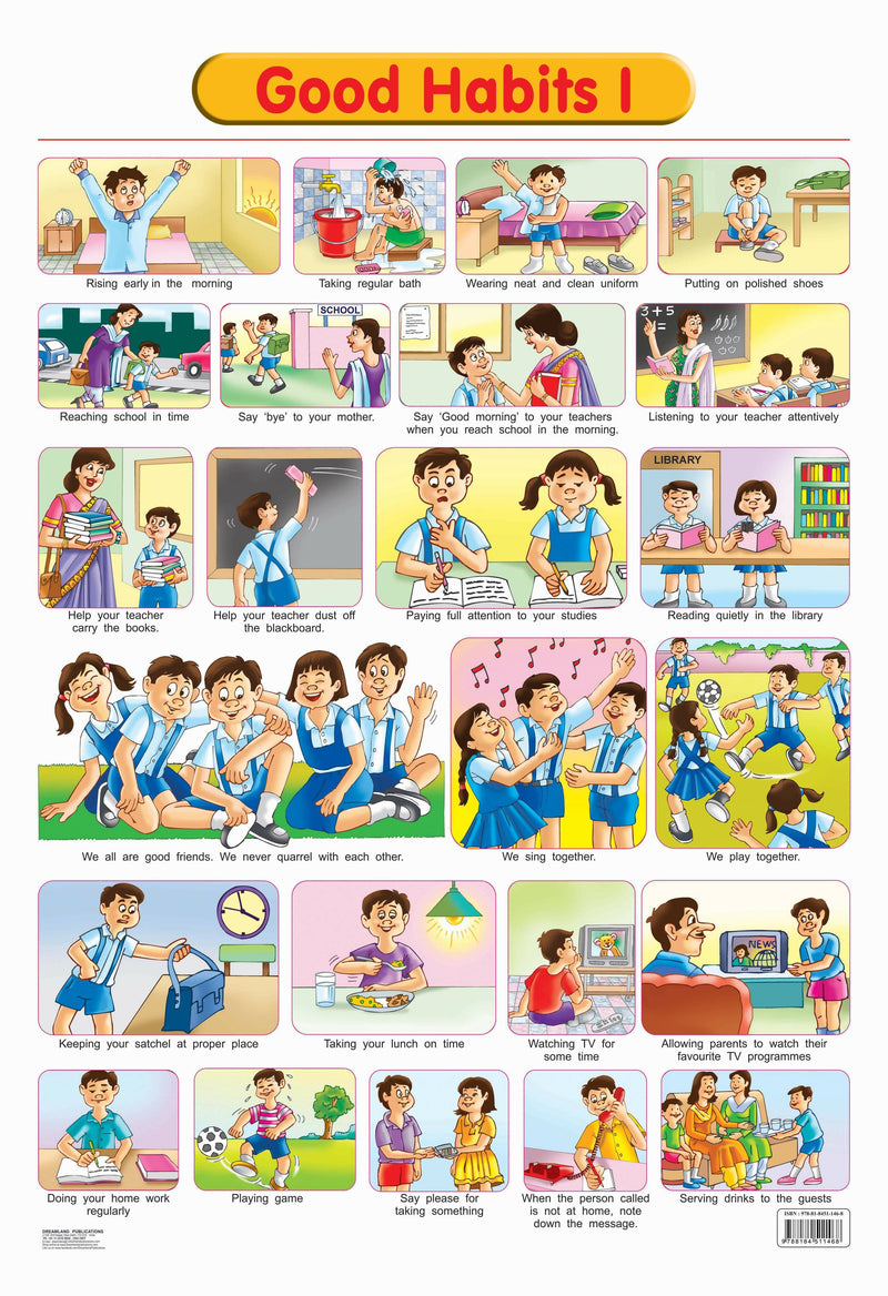 Good Habits - 1 : Reference Educational Wall Chart By Dreamland Publications 9788184511468