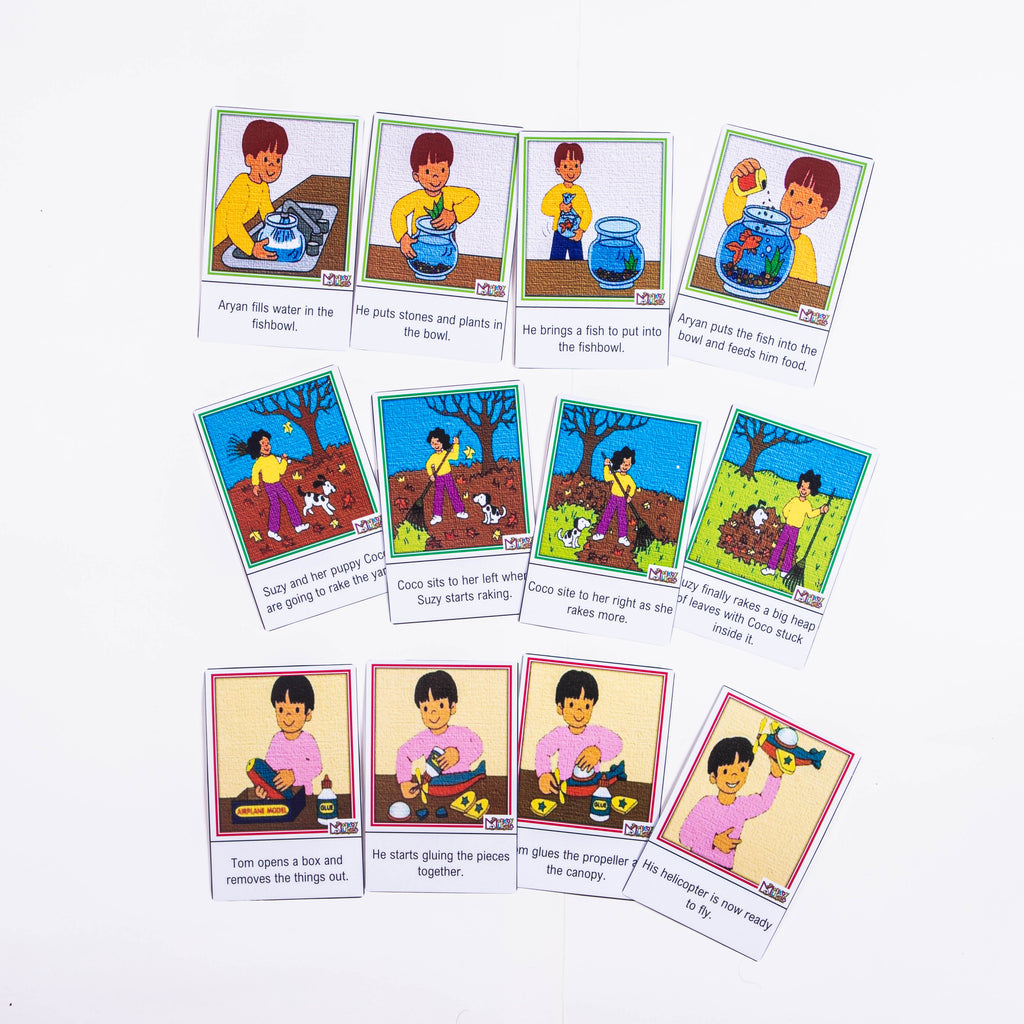 JoGenii |Order & Sequence - Picture Sequencing - 4 cards|Monkey Minds