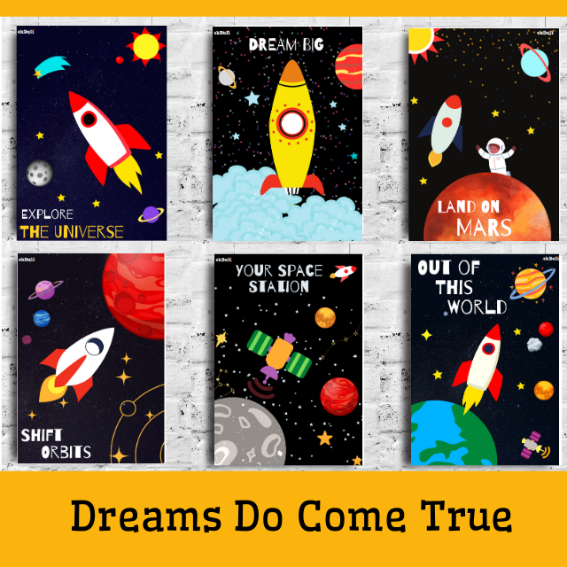 Outer Space prints for Kids Room | 6 Pieces