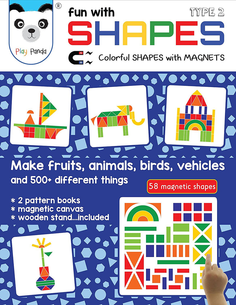 Fun Magnetic Shapes (Senior) : Type 2 with 58 Magnetic Shapes, 200 Pattern Book, Magnetic Board and Display Stand