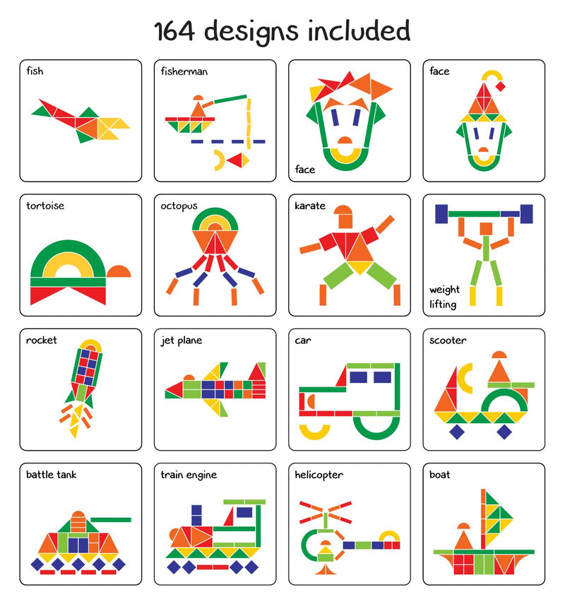 Fun Magnetic Shapes (Senior) : Type 2 with 58 Magnetic Shapes, 200 Pattern Book, Magnetic Board and Display Stand