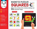 Magnetic Puzzles : Squares with 250 Colorful Magnets, 100 Puzzle Book, Magnetic Board and Display Stand