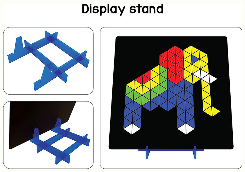 New Magnetic Puzzles : Triangles with 200 Colorful Magnets, 100 puzzle Book, Magnetic Board and Display Stand