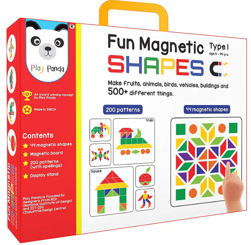 Fun Magnetic Shapes (junior) : Type 1 with 44 Magnetic Shapes, 200 Pattern Book, Magnetic Board and Display Stand
