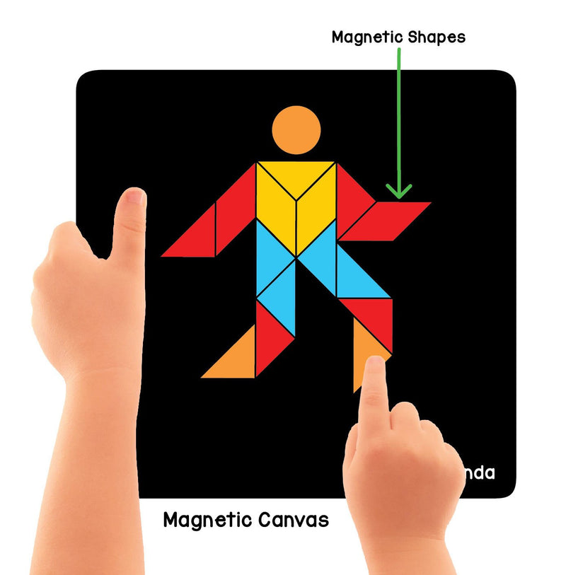 Fun Magnetic Shapes (junior) : Type 1 with 44 Magnetic Shapes, 200 Pattern Book, Magnetic Board and Display Stand