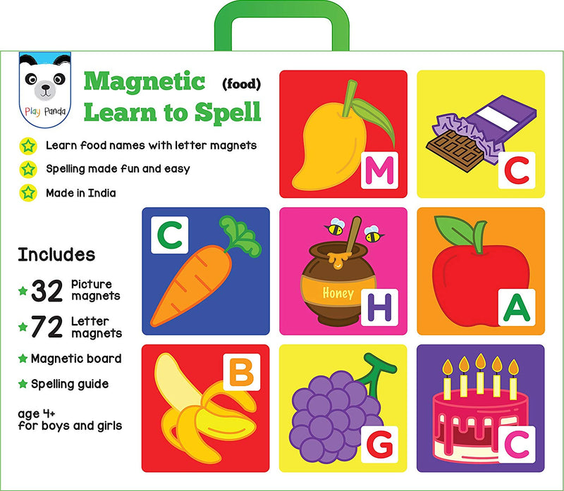 Magnetic Learn to Spell : Food with 32 Picture Magnets, 72 Letter Magnets, Magnetic Board and Spelling Guide