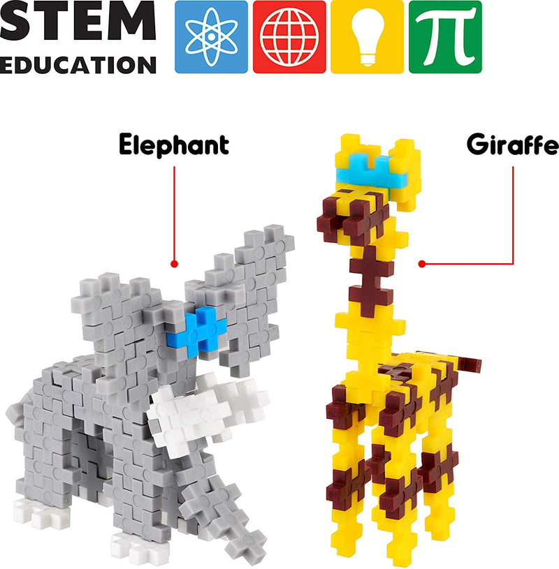 Fixi Bricks Jungle Tube 1 - Elephant and Giraffe - With 110 pcs, Detailed Assembly Instructions and Storage Tube - Small Parts (Age 6-99 years)