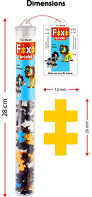 Fixi Bricks Jungle Tube 2 - Lion and Zebra - With 110 pcs, Detailed Assembly Instructions and Storage Tube - Small Parts (Age 6-99 years)