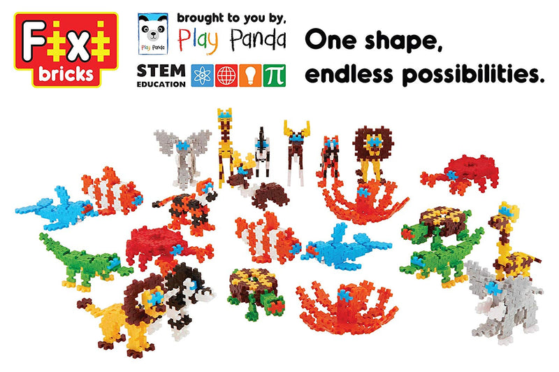 Fixi Bricks Jungle Tube 2 - Lion and Zebra - With 110 pcs, Detailed Assembly Instructions and Storage Tube - Small Parts (Age 6-99 years)